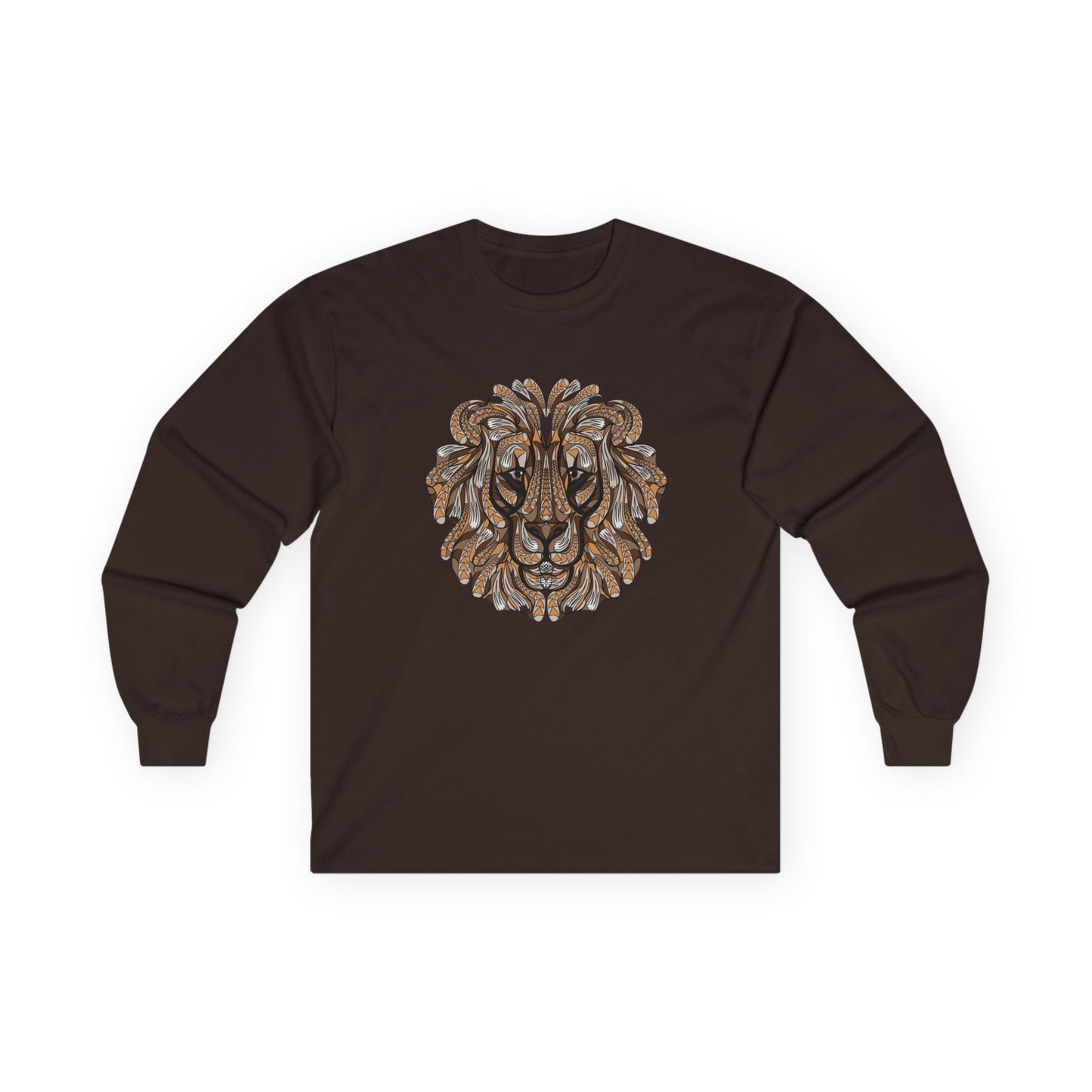 Lion Head Graphic Long Sleeve Tee for Animal Lovers