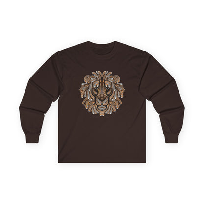 Lion Head Graphic Long Sleeve Tee for Animal Lovers
