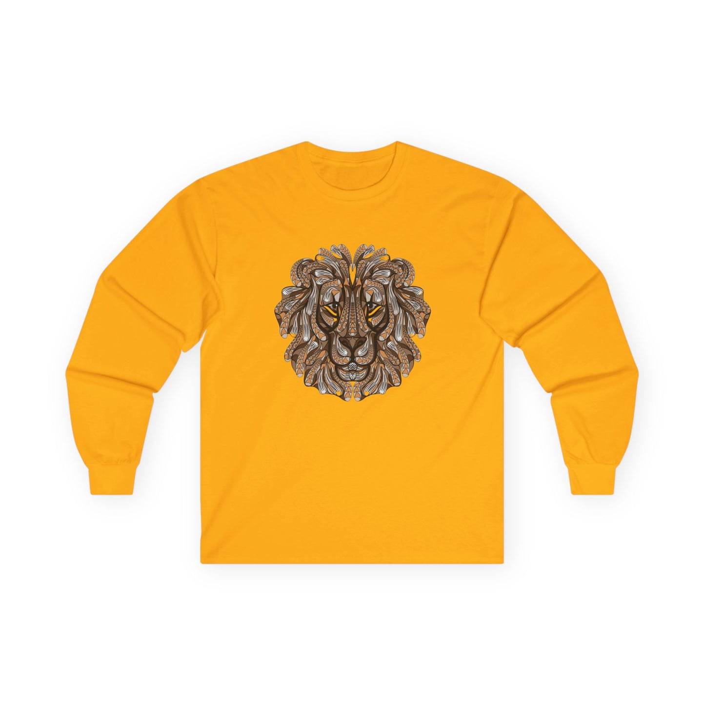 Lion Head Graphic Long Sleeve Tee for Animal Lovers