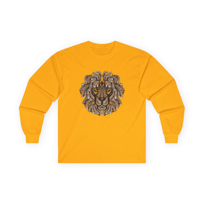 Lion Head Graphic Long Sleeve Tee for Animal Lovers