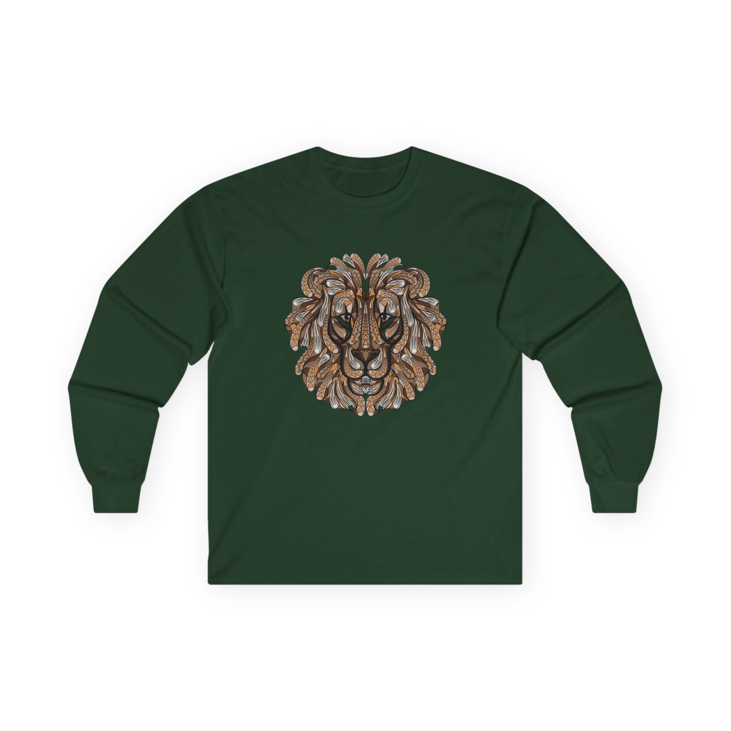 Lion Head Graphic Long Sleeve Tee for Animal Lovers
