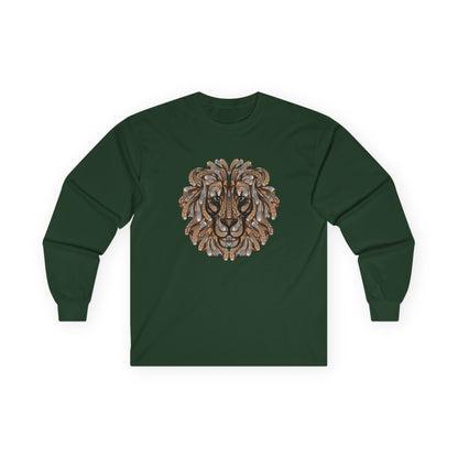 Lion Head Graphic Long Sleeve Tee for Animal Lovers