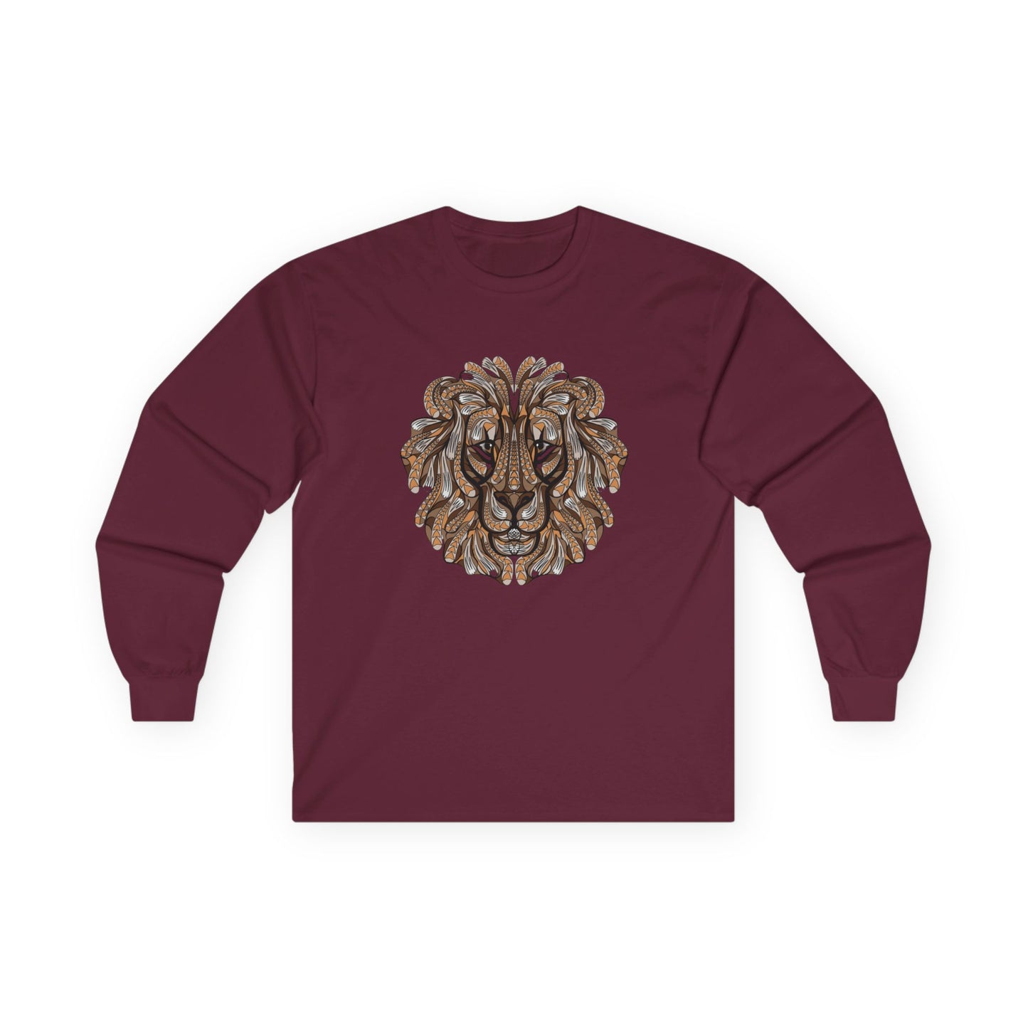 Lion Head Graphic Long Sleeve Tee for Animal Lovers