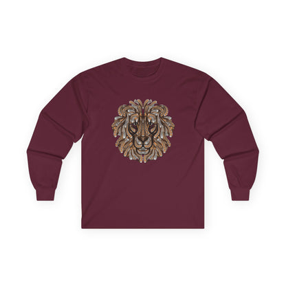 Lion Head Graphic Long Sleeve Tee for Animal Lovers