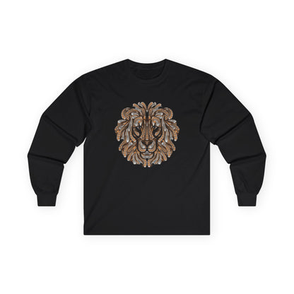 Lion Head Graphic Long Sleeve Tee for Animal Lovers