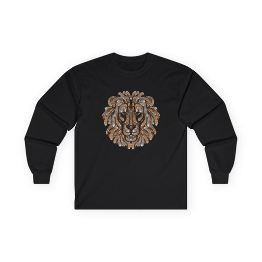 Lion Head Graphic Long Sleeve Tee for Animal Lovers